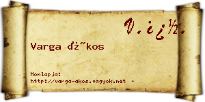 Varga Ákos névjegykártya